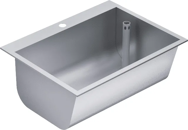 Aquarotter Einlegewaschtrog, SIRIUS, Edelstahl, 670x281x520 mm, Ablauf rechts, Hahnloch