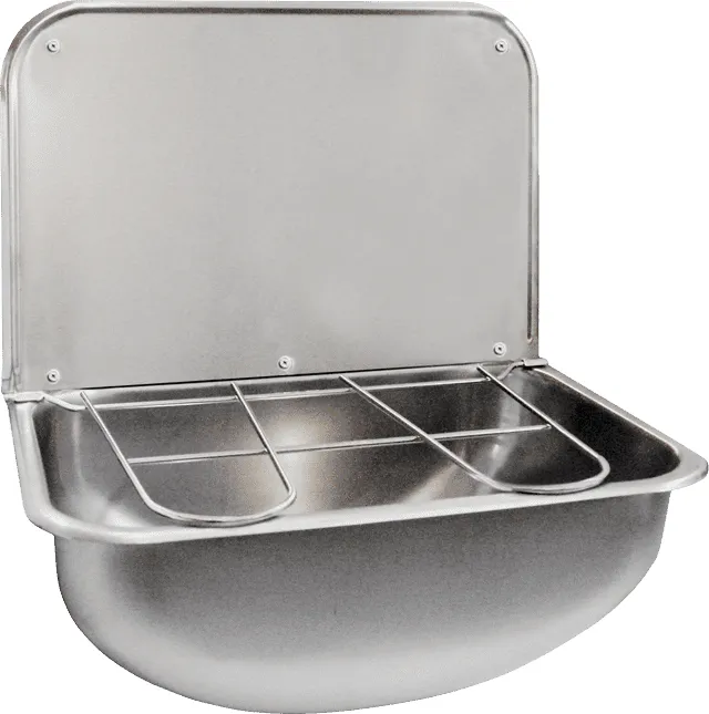 Aquarotter Ausgussbecken, SIRIUS, Edelstahl, 436x490x339 mm, Klapprost und Spritzwand