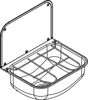 Aquarotter Ausgussbecken, SIRIUS, Edelstahl, 436x490x339 mm, Klapprost und Spritzwand – Bild 2
