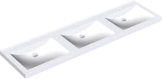 Aquarotter Reihenwaschtisch, QUADRO, MIRANIT, 2100x125x530 mm, 3 Mulden re-eckig, Hl.