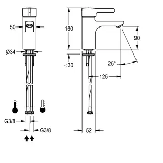 Aquarotter Einhebel-Standbatterie, F5, 125 mm, Hygieneoption – Bild 3