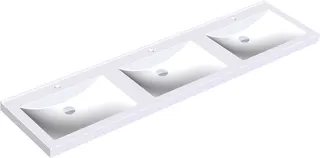 Aquarotter Reihenwaschtisch, QUADRO, MIRANIT, 2100x125x530 mm, 3 Mulden re-eckig
