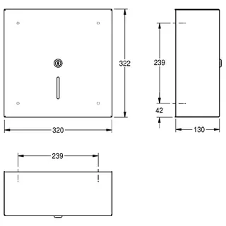Aquarotter WC-Großrollenhalter, HEAVY DUTY, Edst., 320x322x130 mm, AP, Rolle 300 mm – Bild 3