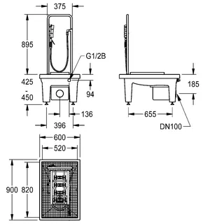 Aquarotter Stiefelreinigungsanlage, SIRIUS, 600x450x900 mm, Schlammfang, Abl.-Körper – Bild 3