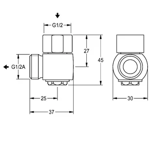 Aquarotter Entl.Vent., F4, f. Brauseschlauch, für Wandbatterie, G1/2xG1/2A, verchromt – Bild 3
