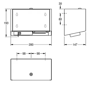 Aquarotter WC-Doppelrollenhalter, EXOS, Edst., 280x193x147 mm, Aufputz – Bild 3