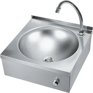 Aquarotter Einzelwaschtisch, ANIMA, Edelstahl, 450x204x451 mm, Kniebetätigung