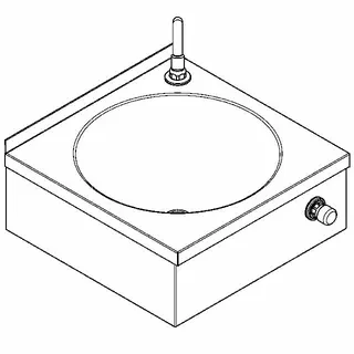 Aquarotter Einzelwaschtisch, ANIMA, Edelstahl, 450x204x451 mm, Kniebetätigung – Bild 2