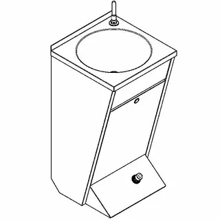 Aquarotter Einzelwaschtisch, ANIMA, Edelstahl, 450x850x451 mm, Fußbetätigung – Bild 2