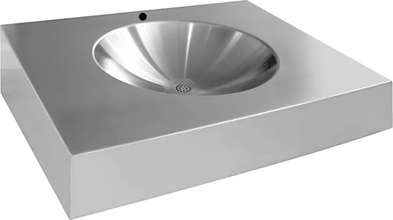 Aquarotter Einzelwaschtisch, ANIMA, Edelstahl, 500x160x500 mm, mit Hahnloch