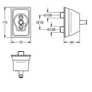 Aquarotter Wandflansch, F5, f. Wandbatterie mit übereinander liegenden Anschlüssen – Bild 3