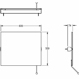 Aquarotter Kippspiegel, CONTINA, Edelstahl, 600x500x74 mm, Griff – Bild 3