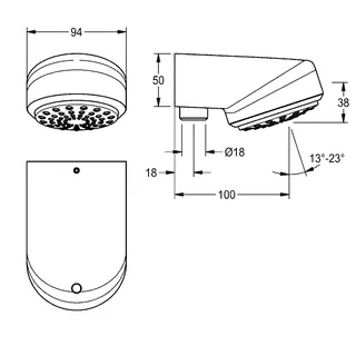 Aquarotter Duschkopf, AQUAJET-Comfort, DN15, AP-Rohrmontage, Strahlboden verstellb. – Bild 3