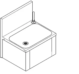 Aquarotter Einzelwaschtisch, ANIMA, Edelstahl, 460x520x380 mm, Kniebetätigung – Bild 2