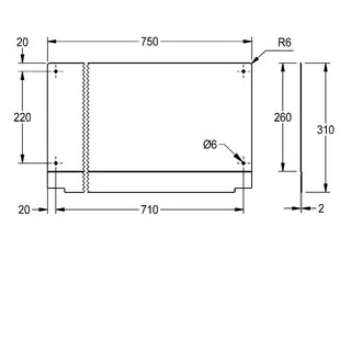 Aquarotter Rückwand, SIRIUS, Edelstahl, 750x300x2 mm – Bild 3