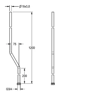 Aquarotter Duschrohr, Durchmesser 18 mm, ÜM, Länge 1200 mm, Kröpfung 75 mm – Bild 3