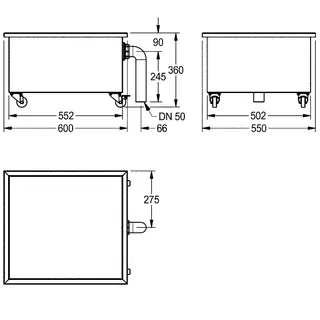Aquarotter Schlammfangbecken, SIRIUS, Edst., 600x360x550 mm, auf Rollen – Bild 3