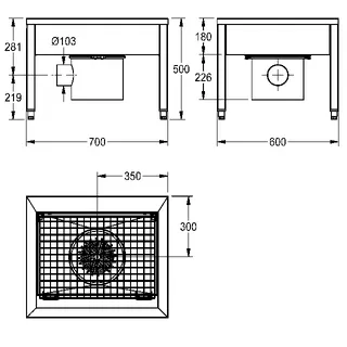 Aquarotter Stiefelreinigungsanl., SIRIUS, Edst., 700x500x600 mm, 1 Reinigungsplatz – Bild 3