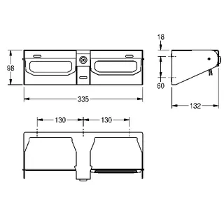 Aquarotter WC-Doppelrollenhalter, RODAN, Edst., 335x98x132 mm, Aufputz – Bild 3
