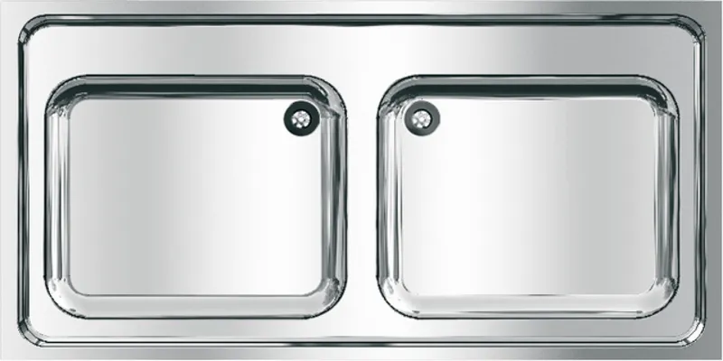 Aquarotter Gewerbespüle, MAXIMA, Edelstahl, 2 Becken, 1200x432x600 mm