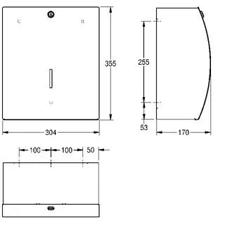 Aquarotter WC-Großrollenhalter, STRATOS, Edst., 304x355x170 mm, Aufputz, Rolle 295 mm – Bild 3