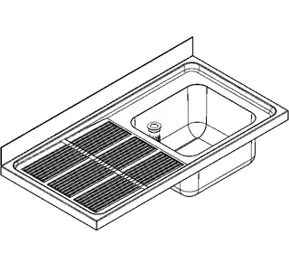 Aquarotter Gewerbespüle, MAXIMA, Edelstahl, 1200x382x600 mm, Tropfteil links – Bild 2