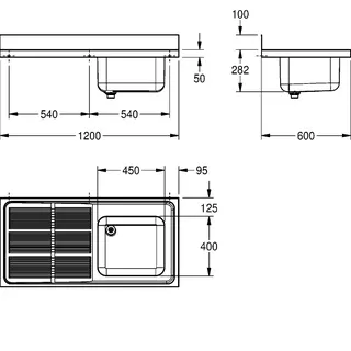 Aquarotter Gewerbespüle, MAXIMA, Edelstahl, 1200x382x600 mm, Tropfteil links – Bild 3