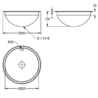 Aquarotter Rundbecken, RONDO, Edelstahl, 295x119 mm, Überlauf, seidenmatt – Bild 3