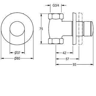 Aquarotter Durchgangsventil, F3, hydraulisch, DN20, o. Mischung, Unterputz, duschen – Bild 3