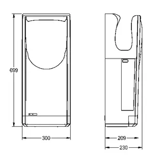 Aquarotter Hands-in Händetrockner, Kunststoff, IR, 300x699x230 mm, si, HEPA, 230 VAC – Bild 3