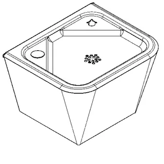 Aquarotter Wandtrinkbrunnen, ANIMA, Edelstahl, 310x200x260 mm, 2 Hahnlöcher – Bild 2