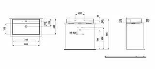 Aufsatz-Waschtisch K-LAUFEN 460x800x145 ohne Hahnloch mit Überlauf Standardablauf weiß – Bild 2