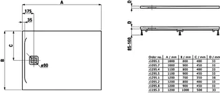 Laufen Duschwanne PRO 900x1200x33 Marbond Ablauf kurze Seite anthrazit – Bild 2