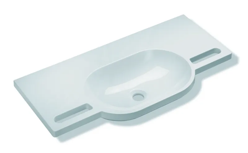 HEWI Waschtisch mit Griffmulden, 850 x 415mm, o. Überlauf, o. Hahnloch