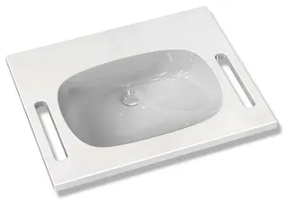 HEWI Waschtisch M 40, B:650mm, T:550mm, alpinweiß, ohne ÜL, ohne Hl. – Bild 3