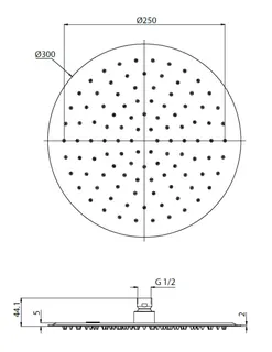 CONTI+ CONWELL Brausekopf Sicherh.-Vent. Regenbrausekopf rund 300 DN15 flach – Bild 4