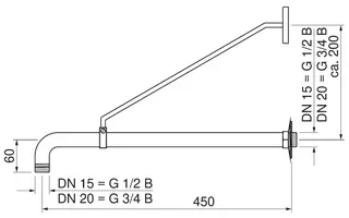 CONTI+ BA VC DN20 mit Halterung Brausearm DN20 mit Halterung – Bild 4