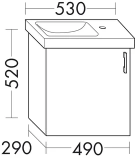sanibel-Waschtisch-Unterbau 2.0 FLEX WXNR049L 490mm breit 1 Tür links Eiche Urban – Bild 2