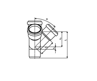 HT Schallschutz Eck-Doppelabzweig mit Gummidichtringen 67° DN110/110/110 – Bild 2