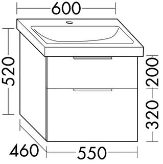 sanibel-Waschtisch-Unterbau 2.0 FLEX WXNT055 550mm breit Schubl/Auszug Basaltgrau – Bild 2