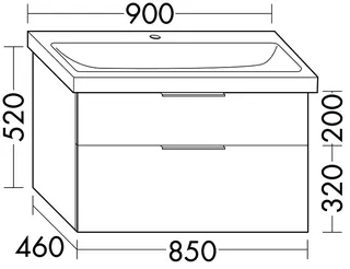 sanibel-Waschtisch-Unterbau 2.0 FLEX WXNT085 850mm breit Schubl/Auszug Basaltgrau – Bild 2