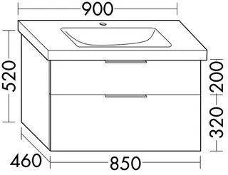 sanibel-Waschtisch-Unterbau 2.0 FLEX WXNV085 850mm breit Schubl/Auszug Graphit Matt – Bild 2