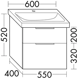 sanibel-Waschtisch-Unterbau 2.0 FLEX WXNZ055 550mm breit Schubl/Auszug Graphit Matt – Bild 2