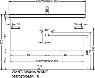 sanibel-Waschtisch-Unterbau 2.0 FLEX WXNZ055 550mm breit Schubl/Auszug Eiche Rost – Bild 2
