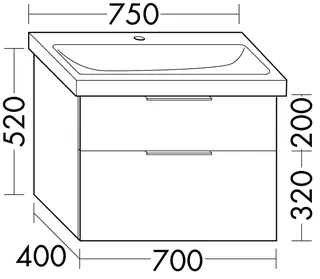 sanibel-Waschtisch-Unterbau 2.0 FLEX WXNZ070 700mm breit Schubl/Auszug Eiche Rost – Bild 2
