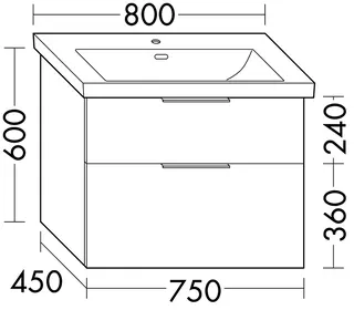 sanibel-Waschtisch-Unterbau 2.0 FLEX WXPF075 750mm breit Schubl/Auszug Eiche Rost – Bild 3