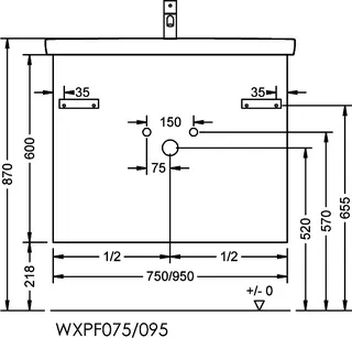 sanibel-Waschtisch-Unterbau 2.0 FLEX WXPF095 950mm breit Schubl/Auszug Eiche Rost – Bild 4