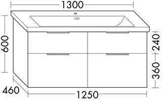 sanibel-Waschtisch-Unterbau 2.0 FLEX WXPF125 1250mm 2 Schubl/2 Auszüge Weiß Matt – Bild 2