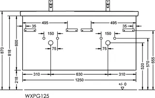 sanibel-Waschtisch-Unterbau 2.0 FLEX WXPG125 1250mm 2 Schubl/2 Auszüge Eiche Rost – Bild 3