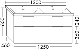 sanibel-Waschtisch-Unterbau 2.0 FLEX WXPG125 1250mm 2 Schubl/2 Auszüge Grau Hochgl. – Bild 2